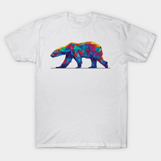 Rainbow Geometric Polar Bear T-Shirt by polliadesign